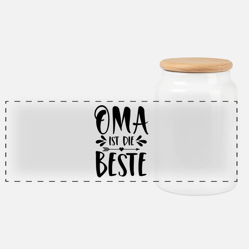 Oma ist die Beste - Panorama Keksdose mit Holzdeckel - Weiß