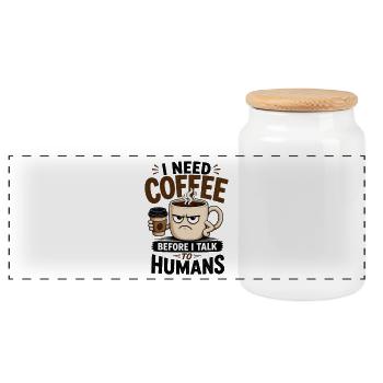 J’ai besoin d’un café avant de parler aux humains - Boîte à biscuits avec couvercle en bois - blanc - Devant