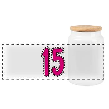 15. 15 YEARS. 15th ANNIVERSARY. 15 YEAR ANNIVERSARY. - Panoramic Cookie Jar with Wooden Lid - white - Front