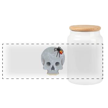 Schädel mit Spinne - Panorama Keksdose mit Holzdeckel - Weiß - Vorne