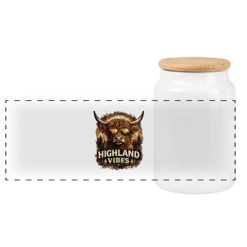 Ambiances des Highlands en sépia - Boîte à biscuits avec couvercle en bois - blanc - Devant