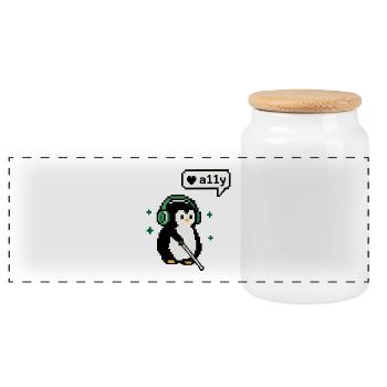 A11y Penguin - Pixel Accessibility - Panorama Keksdose mit Holzdeckel - Weiß - Vorne
