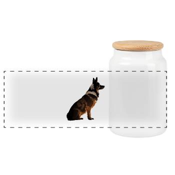 Dog - Panoramic Cookie Jar with Wooden Lid - white - Front