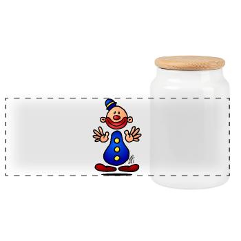 Clown - Panorama Keksdose mit Holzdeckel - Weiß - Vorne