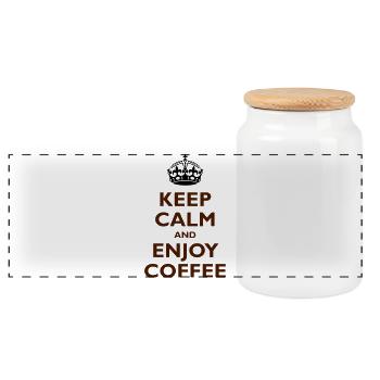 Keep Calm & Enjoy Coffee - Panorama Keksdose mit Holzdeckel - Weiß - Vorne