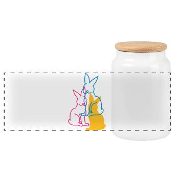 trois lapins - Boîte à biscuits avec couvercle en bois - blanc - Devant