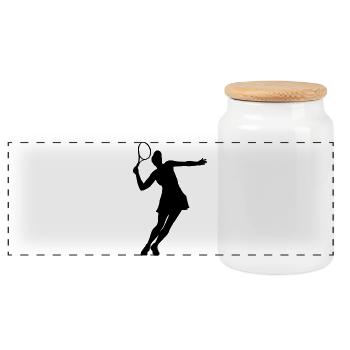 tennis - Panoramic Cookie Jar with Wooden Lid - white - Front