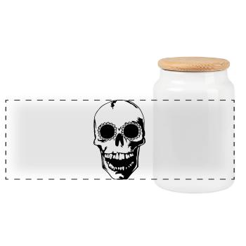 head skull Totenkopf bones beliebt sticker shirt - Panorama Keksdose mit Holzdeckel - Weiß - Vorne