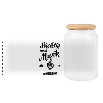 Süchtig nach Musik Musiker Band Fun Geschenk - Panorama Keksdose mit Holzdeckel - Weiß - Vorne