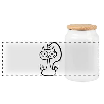 Heay metal cat - Boîte à biscuits avec couvercle en bois - blanc - Devant