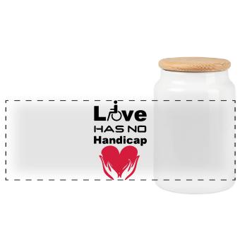 Liebe Behinderung Rollstuhl Spruch Geschenk - Panorama Keksdose mit Holzdeckel - Weiß - Vorne