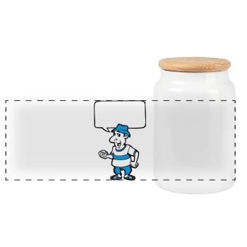 Pétanque et bulle de BD - Boîte à biscuits avec couvercle en bois - blanc - Devant
