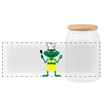 Cuire grenouille - Boîte à biscuits avec couvercle en bois - blanc - Devant