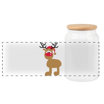 Christmas - Panoramic Cookie Jar with Wooden Lid - white - Front