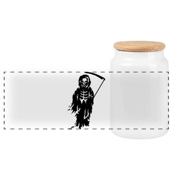 A Grande Faucheuse - Mort avec une faux - Boîte à biscuits avec couvercle en bois - blanc - Devant
