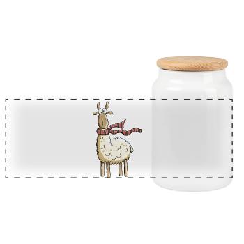 Papa Lama - Llamas - Alpaca - Comic - Winter - Cold - Panoramic Cookie Jar with Wooden Lid - white - Front
