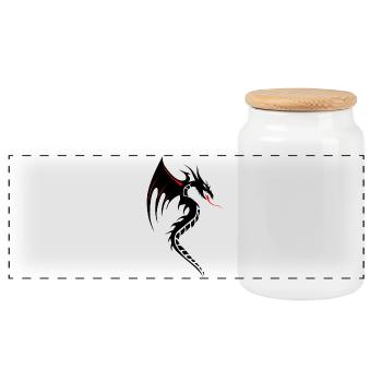 dragon tribal tattoo form 2004 oooooooooooooo y - Panoramic Cookie Jar with Wooden Lid - white - Front