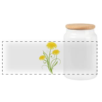 Realistic dandelion, Löwenzahn, Pusteblume - Panorama Keksdose mit Holzdeckel - Weiß - Vorne