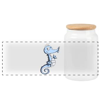 Hippocampe drôle - Hippocampe - Hippocampes - Boîte à biscuits avec couvercle en bois - blanc - Devant