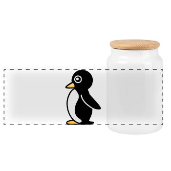 Minimalistischer Pinguin - Panorama Keksdose mit Holzdeckel - Weiß - Vorne