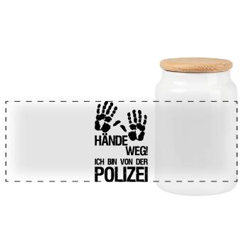 Hände weg Polizei Polizist Beruf Geschenk Spruch - Panorama Keksdose mit Holzdeckel - Weiß - Vorne