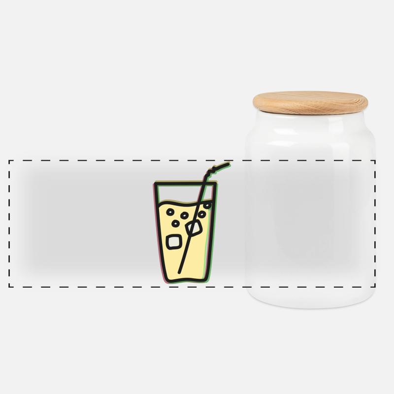 Refreshing lemonade / juice / juice - RGB - Panoramic Cookie Jar with Wooden Lid - white