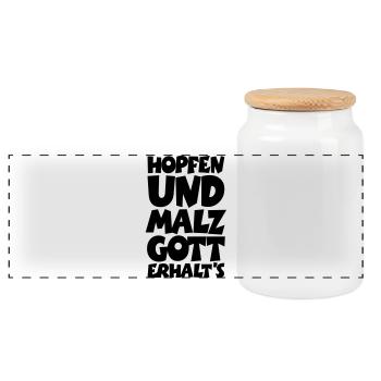 Hopfen und Malz Gott erhalts Bier Spruch - Panorama Keksdose mit Holzdeckel - Weiß - Vorne