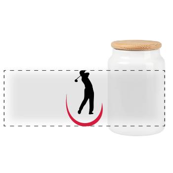 golf - Panorama Keksdose mit Holzdeckel - Weiß - Vorne