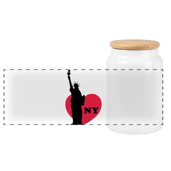 New York - Boîte à biscuits avec couvercle en bois - blanc - Devant