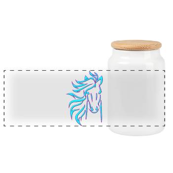 Blue Horse - Panorama Keksdose mit Holzdeckel - Weiß - Vorne