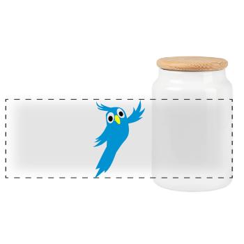 parrot - Panoramic Cookie Jar with Wooden Lid - white - Front