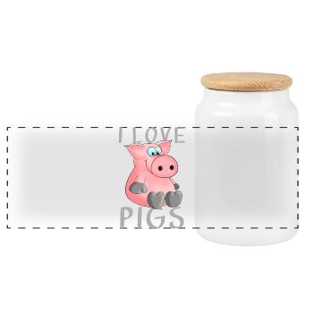 J'adore les cochons de porc - Boîte à biscuits avec couvercle en bois - blanc - Devant