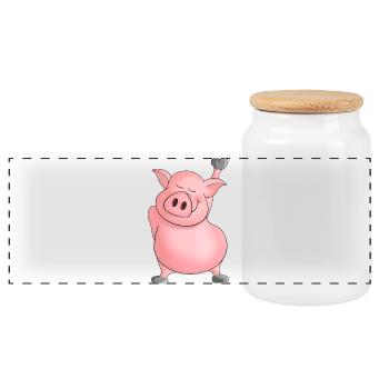 Schwein - Panorama Keksdose mit Holzdeckel - Weiß - Vorne