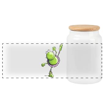 Ballett Frosch - Panorama Keksdose mit Holzdeckel - Weiß - Vorne