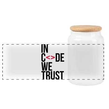 in code we trust ! - Panorama Keksdose mit Holzdeckel - Weiß - Vorne