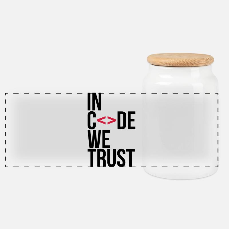 in code we trust ! - Panorama Keksdose mit Holzdeckel - Weiß