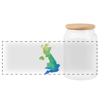 Map UK - Panoramic Cookie Jar with Wooden Lid - white - Front