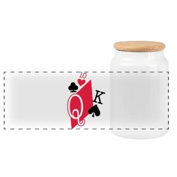 playing cards - Panoramic Cookie Jar with Wooden Lid - white - Front