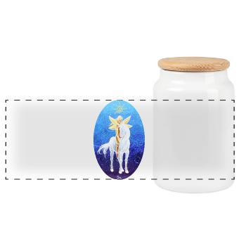 Life is magical! - Sonja Ariel von Staden - Panoramic Cookie Jar with Wooden Lid - white - Front