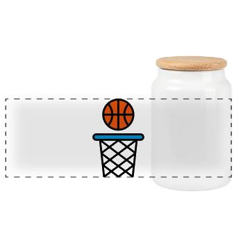 Basketball - Boîte à biscuits avec couvercle en bois - blanc - Devant