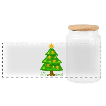 Sapin de Noël - Boîte à biscuits avec couvercle en bois - blanc - Devant