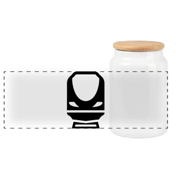 Railway Railwayman Cheminot Train Eisenbahn - Panoramic Cookie Jar with Wooden Lid - white - Front