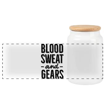 Blood, Sweat and Gears 1 clr - Panorama Keksdose mit Holzdeckel - Weiß - Vorne