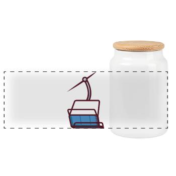 Abstract illustration of a cable car - Panoramic Cookie Jar with Wooden Lid - white - Front