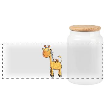 Süße Giraffe mit Faultier I Wildtier Comic - Panorama Keksdose mit Holzdeckel - Weiß - Vorne