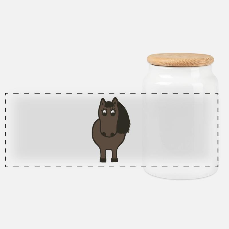 Kugelrundes Pony - Panorama Keksdose mit Holzdeckel - Weiß