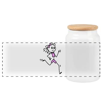 Je cours, coureuse avec nœud papillon - Boîte à biscuits avec couvercle en bois - blanc - Devant