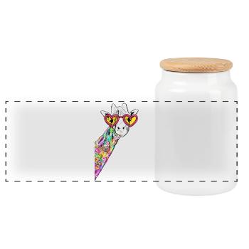 Zeichnung Süße Giraffe Bunt Hipster Mit Herzbrille - Panorama Keksdose mit Holzdeckel - Weiß - Vorne