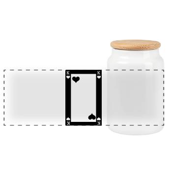 Playing card King of Hearts - Panoramic Cookie Jar with Wooden Lid - white - Front