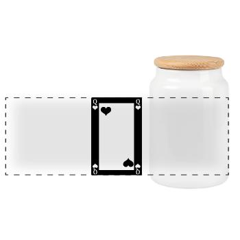 Playing card Queen of Hearts - Panoramic Cookie Jar with Wooden Lid - white - Front